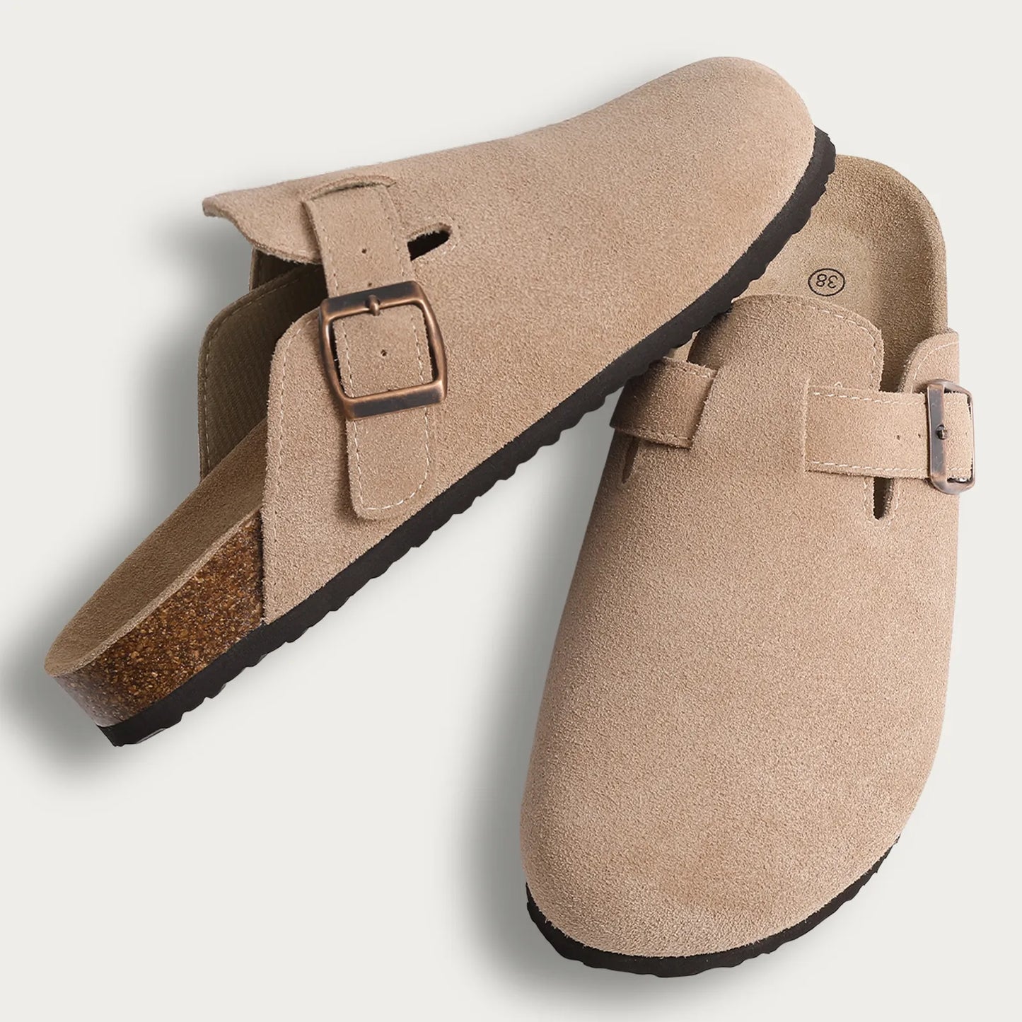 Old Money Suede Clogs-Beige